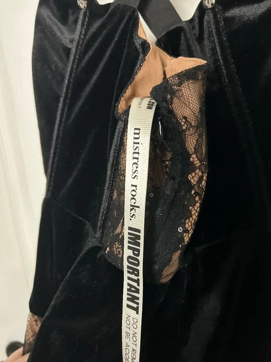 Mistress Rocks Black Velvet & Lace Corset Dress - Picture 14 of 16